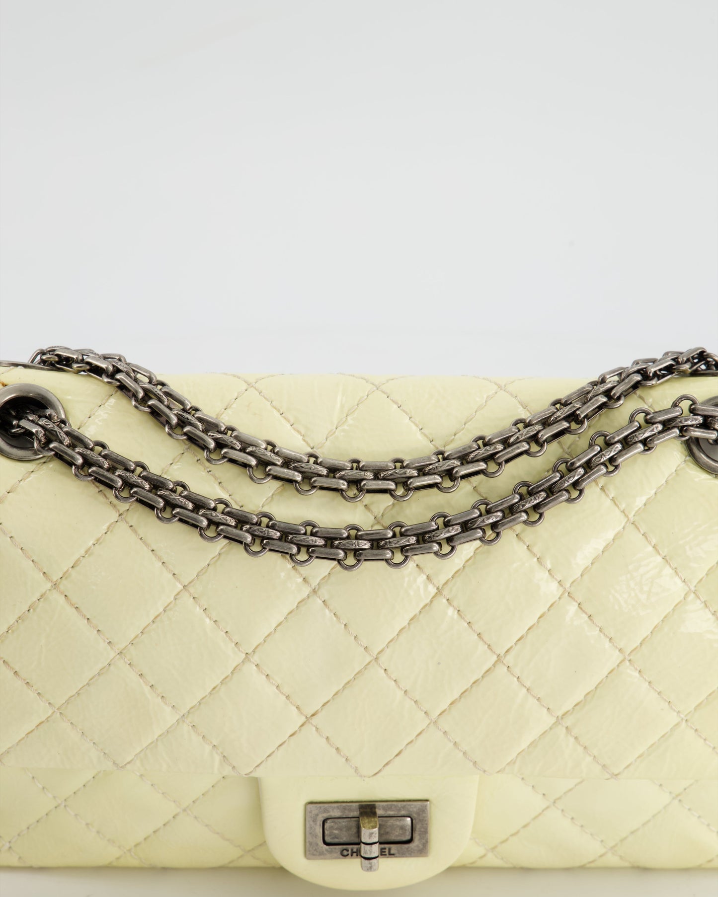 Chanel Lemon Patent Small Reissue Double Flap Bag with Ruthenium Hardware