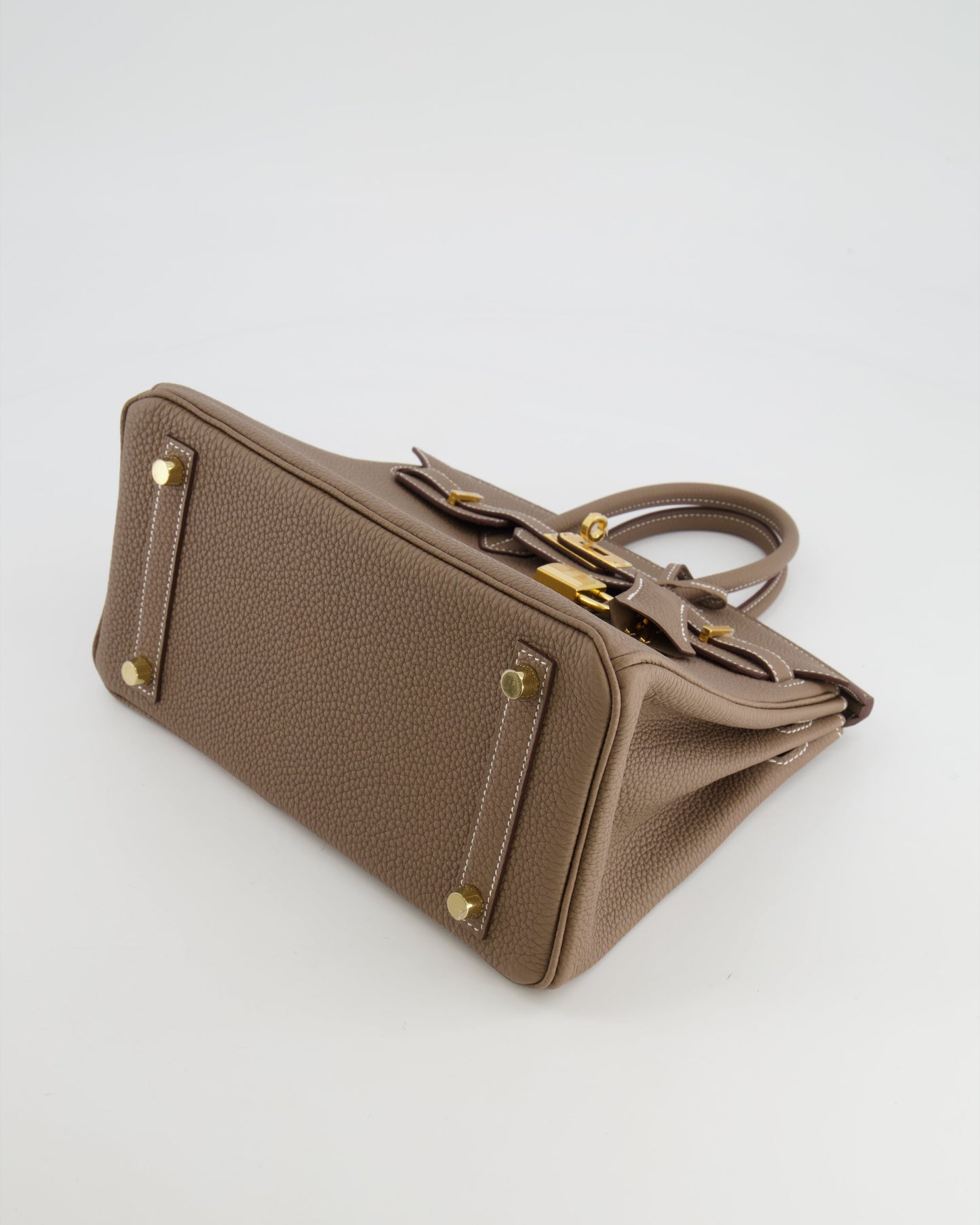 *RARE* Hermès Birkin 25cm Retourne Bag in Etoupe Togo Leather with Gold Hardware