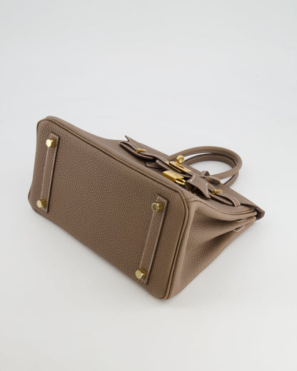 *RARE* Hermès Birkin 25cm Retourne Bag in Etoupe Togo Leather with Gold Hardware
