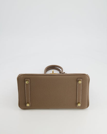 *RARE* Hermès Birkin 25cm Retourne Bag in Etoupe Togo Leather with Gold Hardware