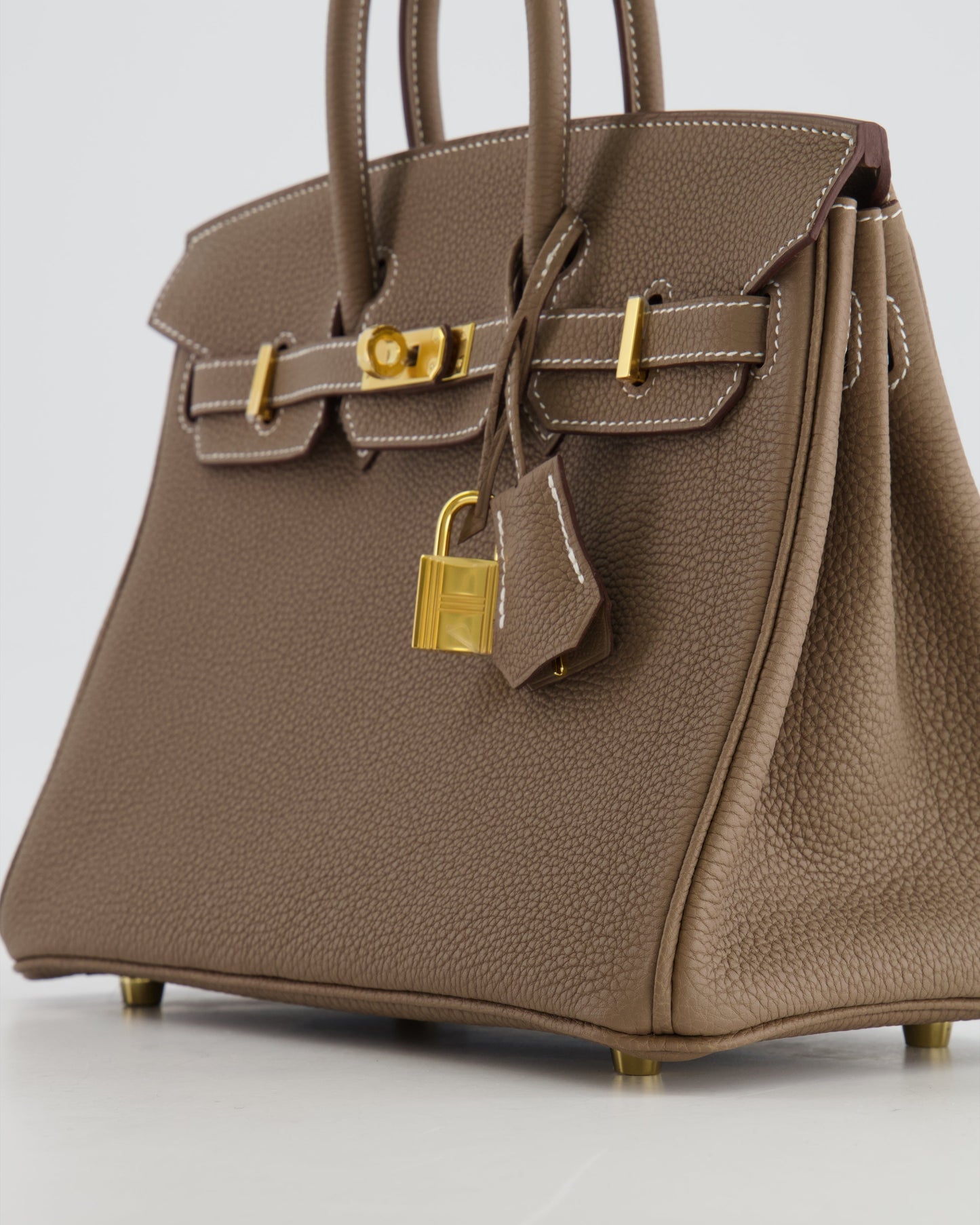 *RARE* Hermès Birkin 25cm Retourne Bag in Etoupe Togo Leather with Gold Hardware