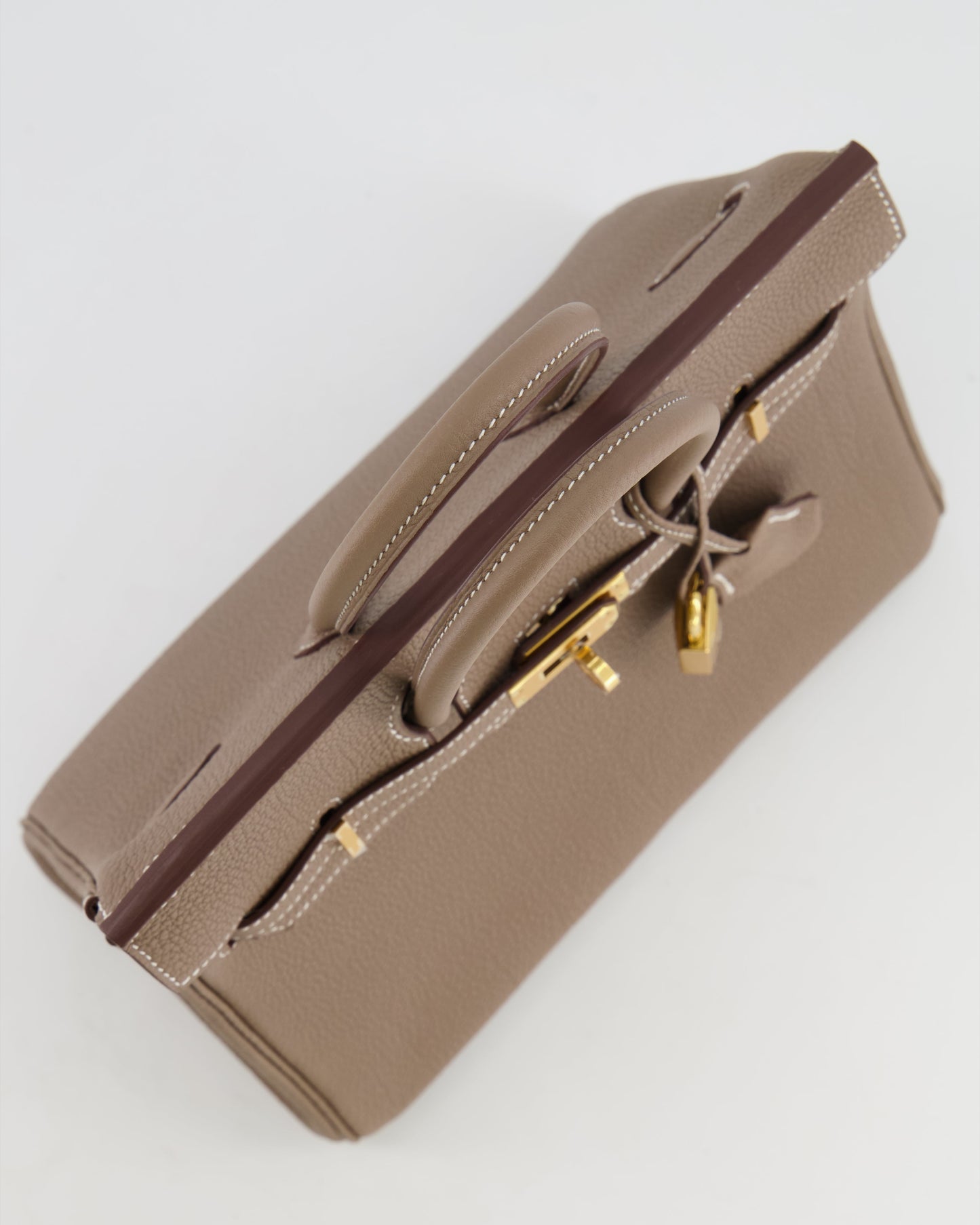 *RARE* Hermès Birkin 25cm Retourne Bag in Etoupe Togo Leather with Gold Hardware