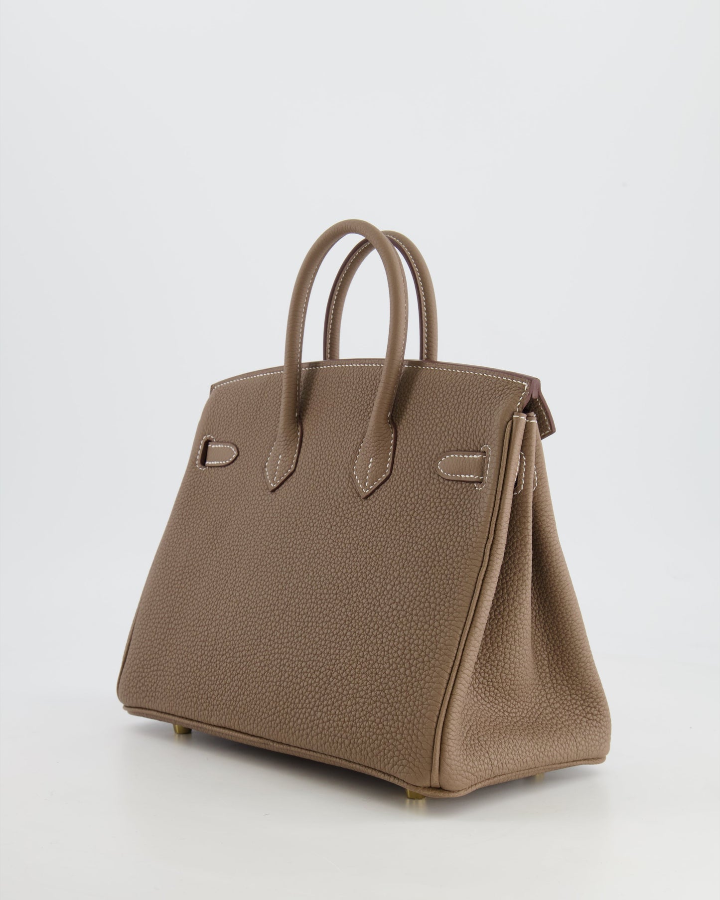 *RARE* Hermès Birkin 25cm Retourne Bag in Etoupe Togo Leather with Gold Hardware