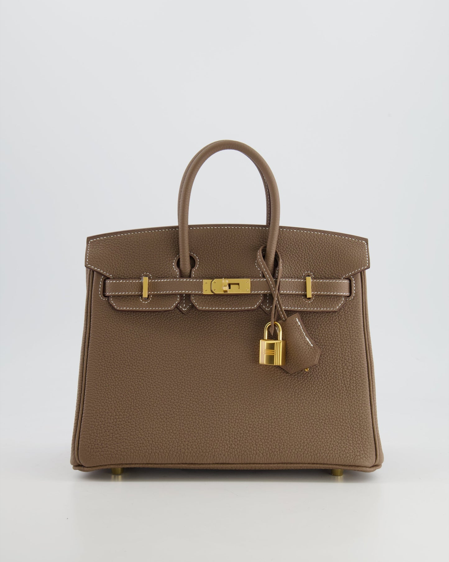 *RARE* Hermès Birkin 25cm Retourne Bag in Etoupe Togo Leather with Gold Hardware