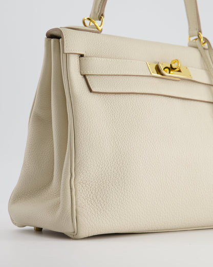 Hermès Kelly 28cm Retourne Bag in Craie Togo Leather with Gold Hardware