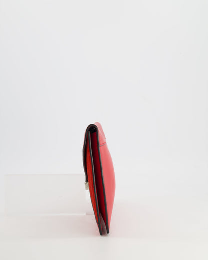 Céline Red Leather and Suede Envelope Pouch Bag with Silver Hardware