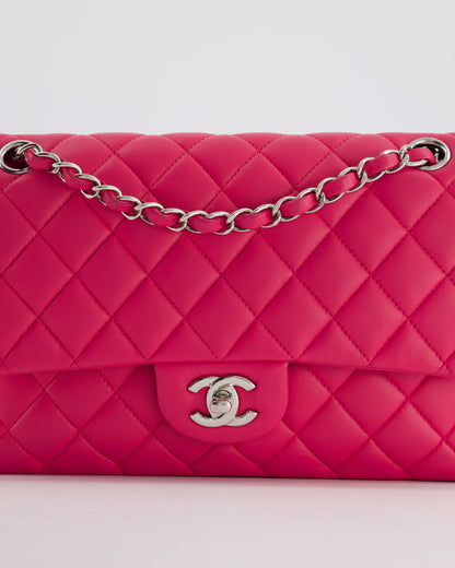 Chanel Hot Barbie Pink Medium Classic Double Flap Bag in Lambskin Leather with  Silver Hardware