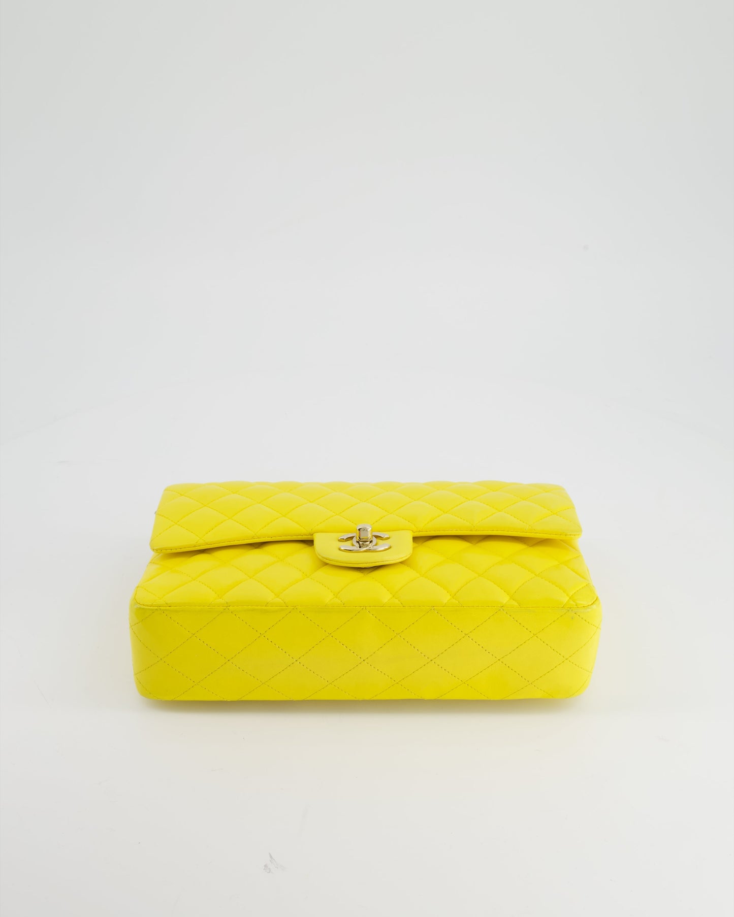 Chanel Canary Yellow Medium Classic Double Flap Bag in Lambskin Leather with Gold Hardware