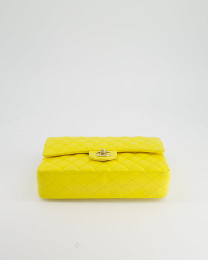 Chanel Canary Yellow Medium Classic Double Flap Bag in Lambskin Leather with Gold Hardware