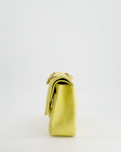 Chanel Sorbet Yellow Medium Classic Double Flap Bag in Caviar Leather with Champagne Gold Hardware