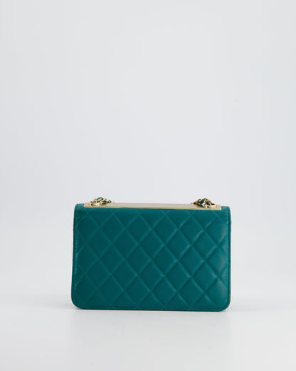 Chanel Blue Quilted Trendy Wallet on Chain Bag in Lambskin Leather with Champagne Gold Hardware