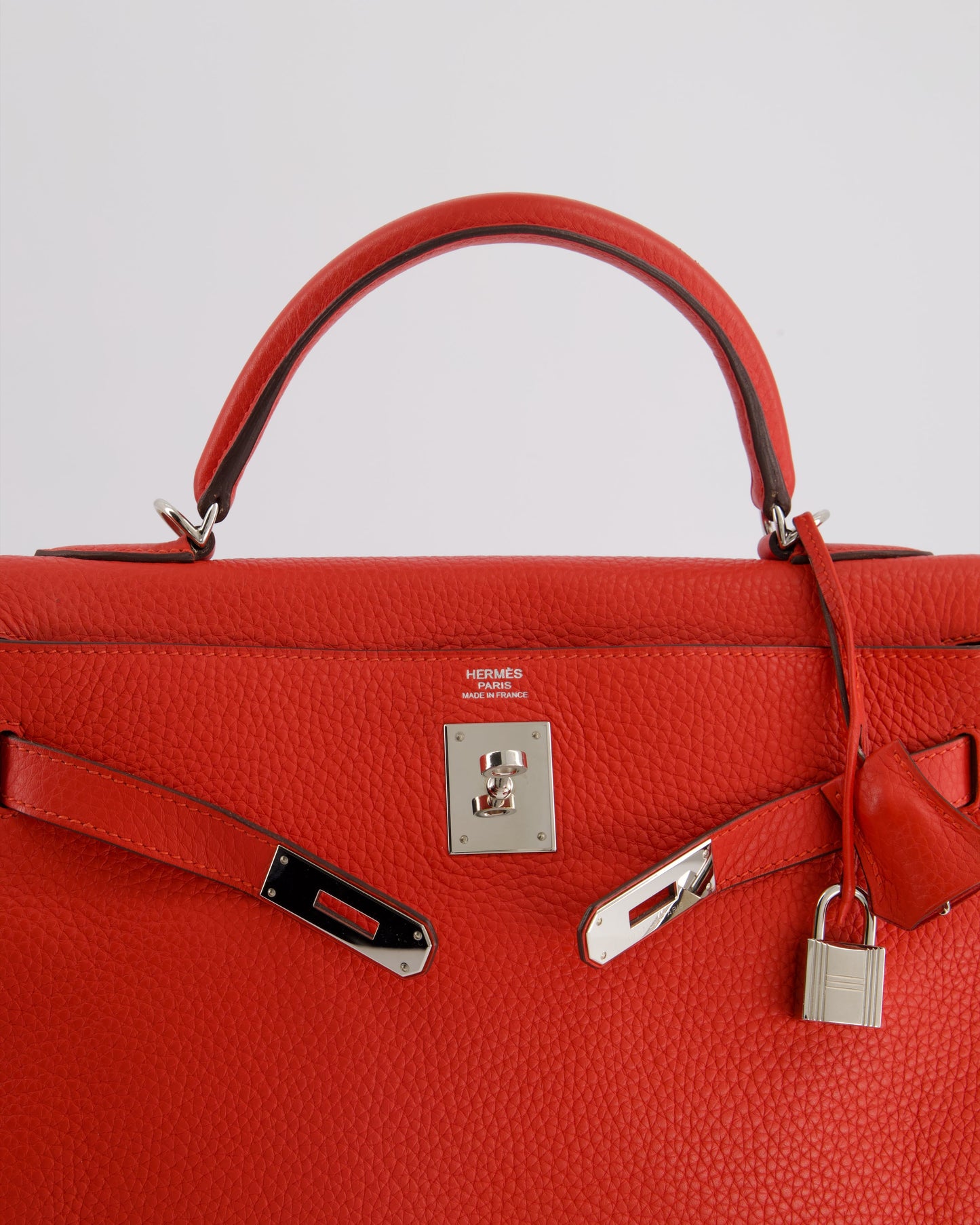 Hermès Kelly Retourne Bag 32cm in Geranium Togo Leather and Palladium Hardware