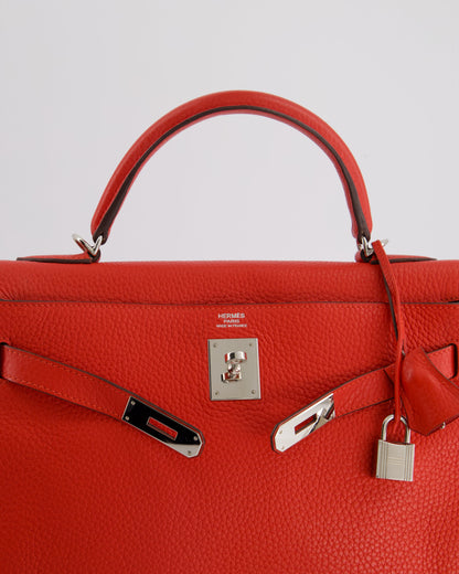 Hermès Kelly Retourne Bag 32cm in Geranium Togo Leather and Palladium Hardware