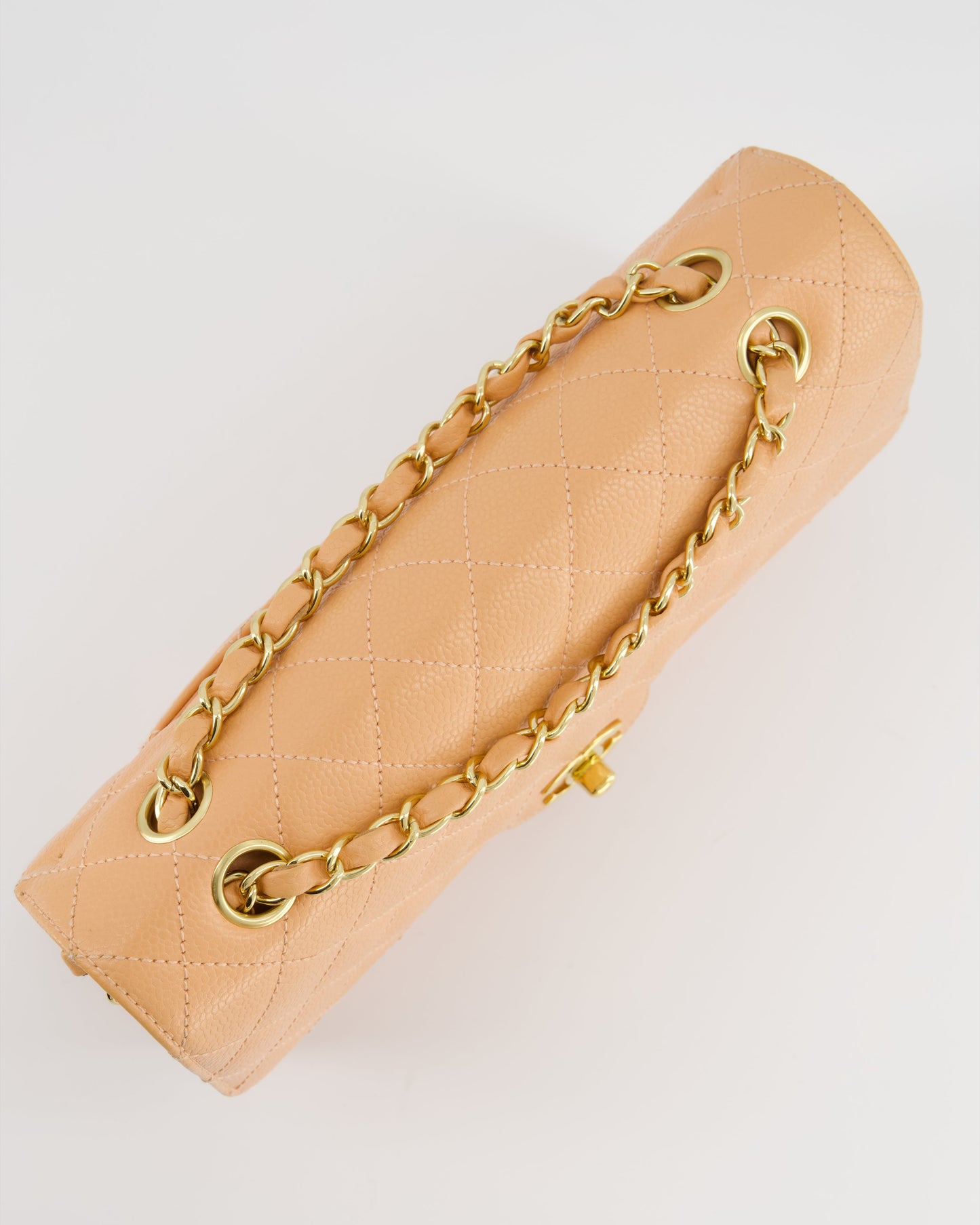 Chanel Vintage Peach Classic Medium Double Flap Bag in Caviar Leather with 24K Gold Hardware