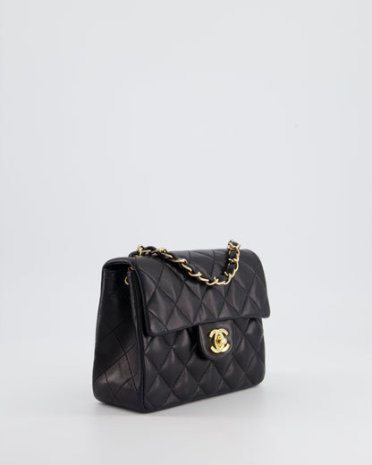 Chanel Vintage Black Mini Square Bag in Lambskin Leather with 24k Gold Hardware