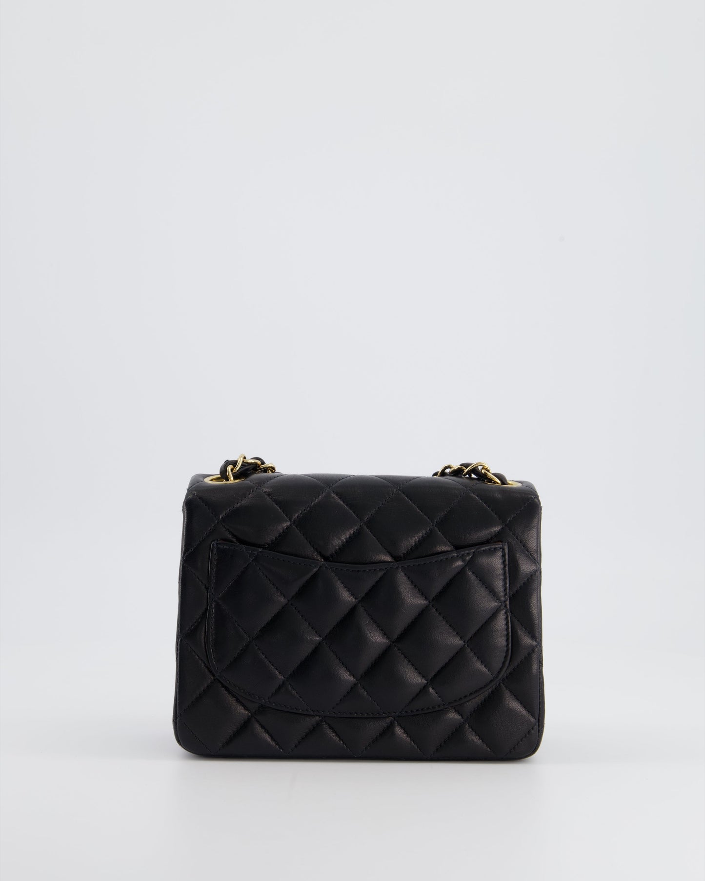 Chanel Vintage Black Mini Square Bag in Lambskin Leather with 24k Gold Hardware