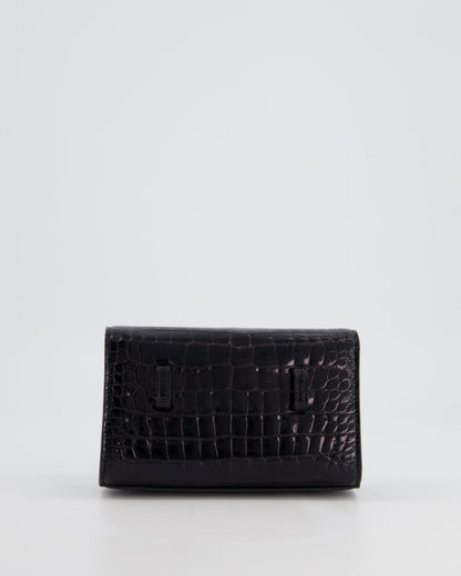 Ralph & Russo Black Croc Belt Bag with Gunmetal Hardware