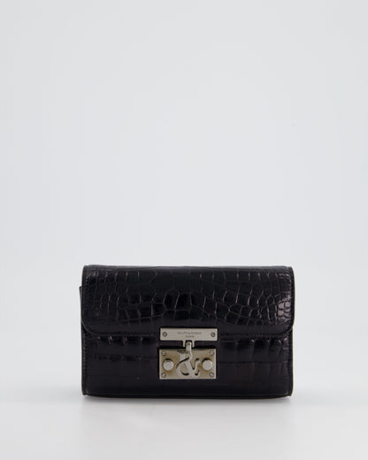 Ralph & Russo Black Croc Belt Bag with Gunmetal Hardware