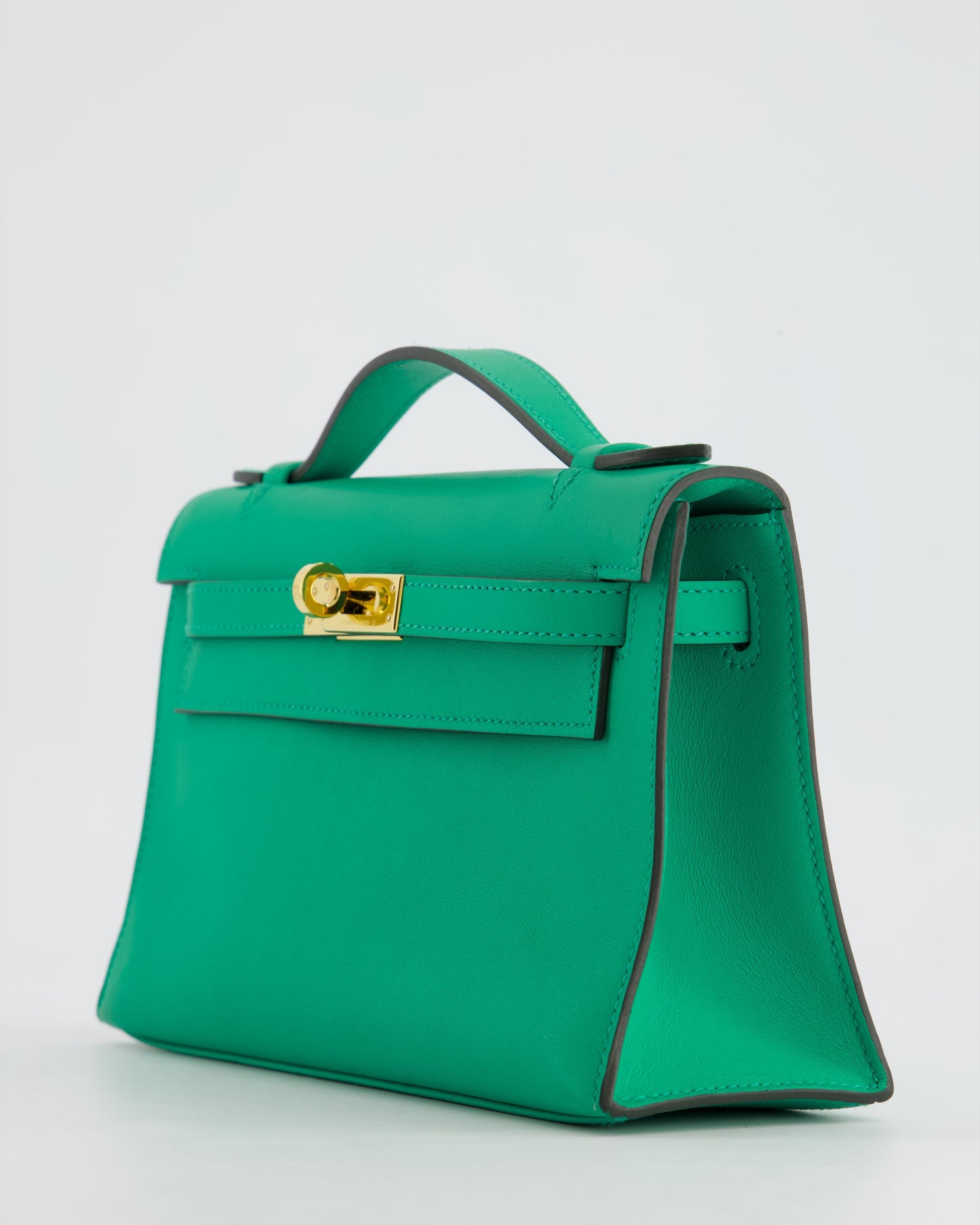 *FIRE PRICE* Hermès Kelly Pochette in Menthe Swift Leather with Gold Hardware