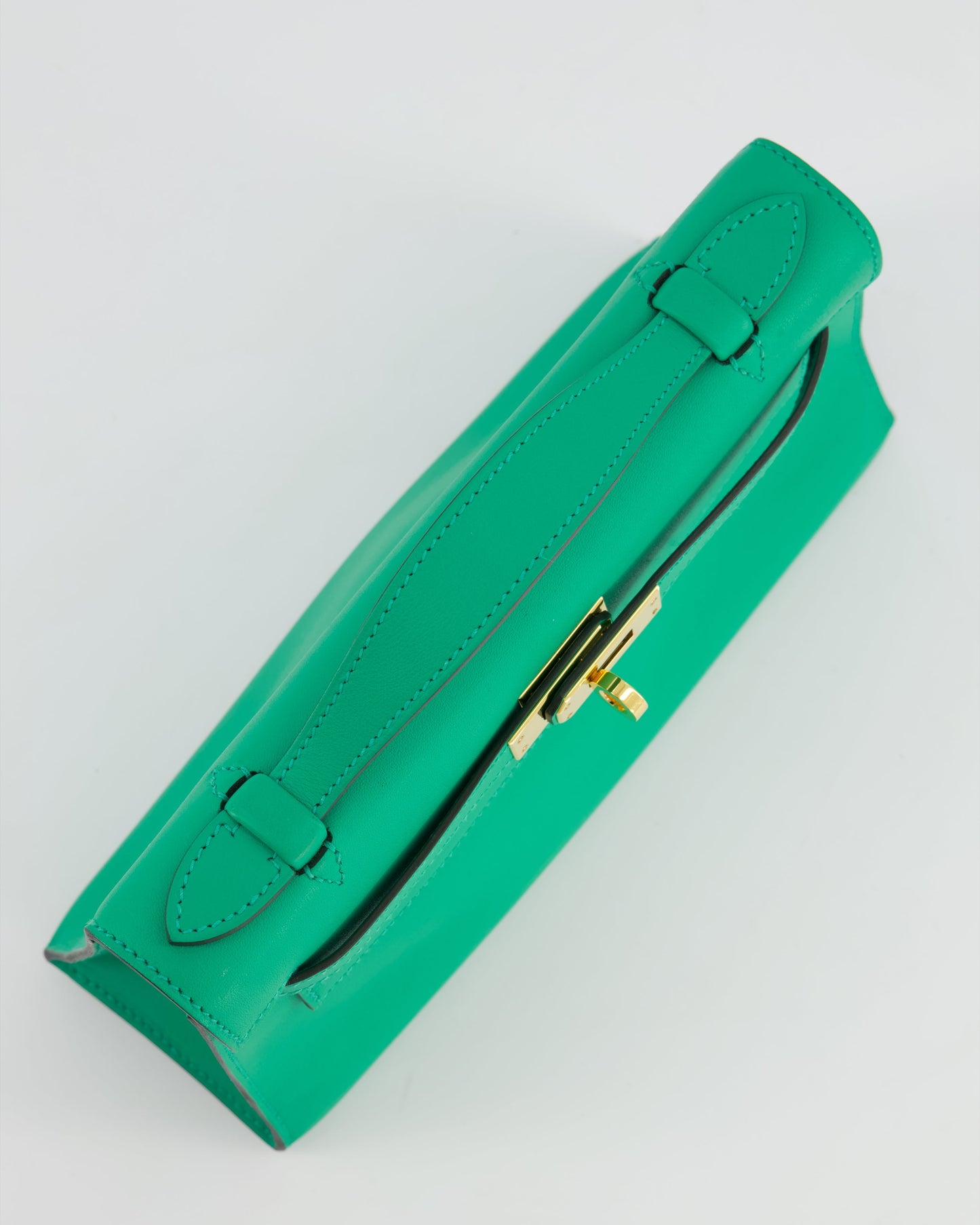 *FIRE PRICE* Hermès Kelly Pochette in Menthe Swift Leather with Gold Hardware