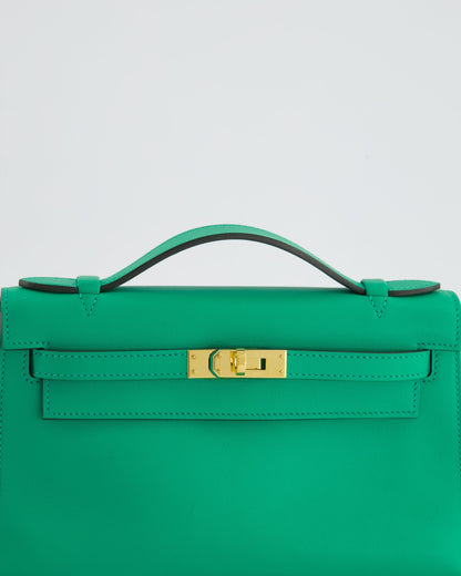 *FIRE PRICE* Hermès Kelly Pochette in Menthe Swift Leather with Gold Hardware