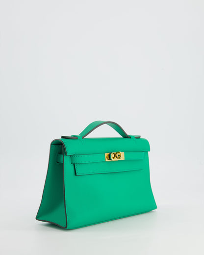 *FIRE PRICE* Hermès Kelly Pochette in Menthe Swift Leather with Gold Hardware