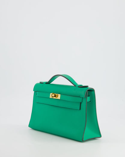 *FIRE PRICE* Hermès Kelly Pochette in Menthe Swift Leather with Gold Hardware