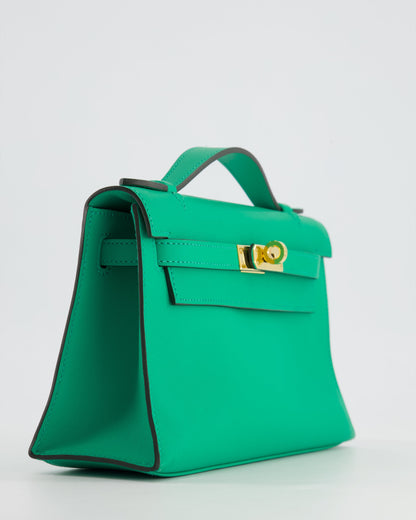 *FIRE PRICE* Hermès Kelly Pochette in Menthe Swift Leather with Gold Hardware