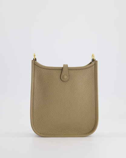 *HOT* Hermès Mini Evelyne Bag in Beige Marfa Clemence Leather with Gold Hardware