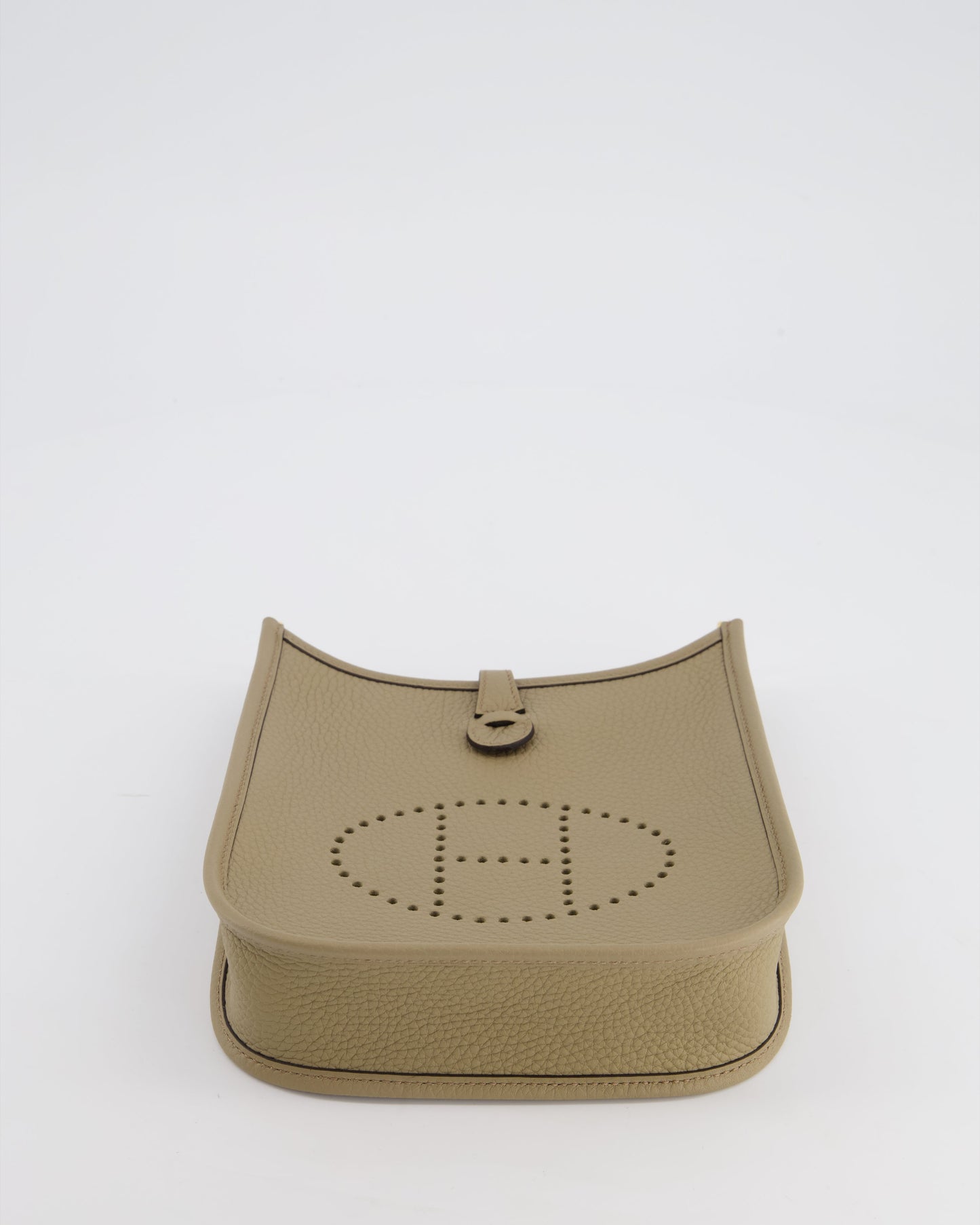 *HOT* Hermès Mini Evelyne Bag in Beige Marfa Clemence Leather with Gold Hardware