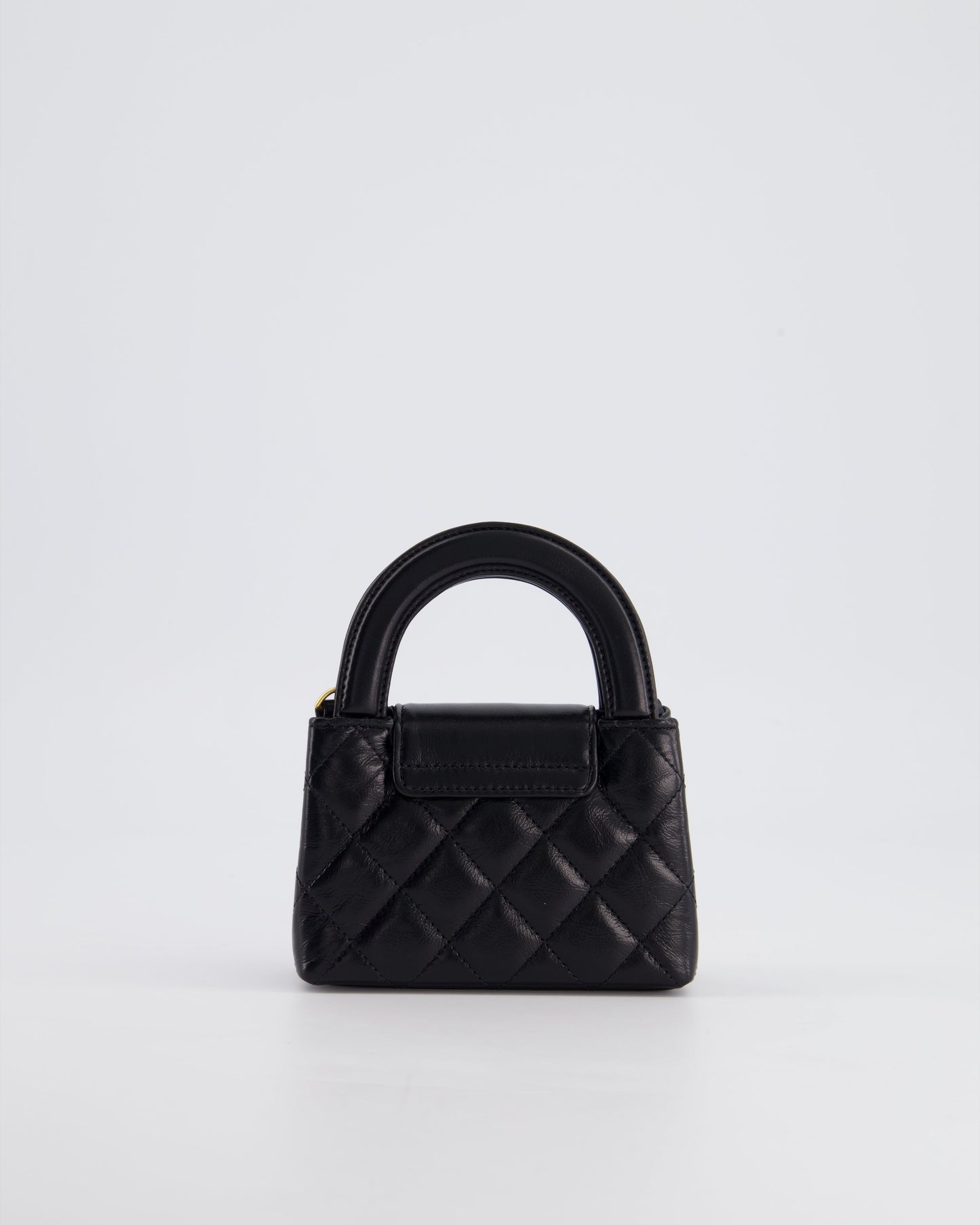 *HOT & RARE* Chanel Black Nano Kelly Shopping Bag in Calfskin Leather with Brushed Antique Gold Hardware