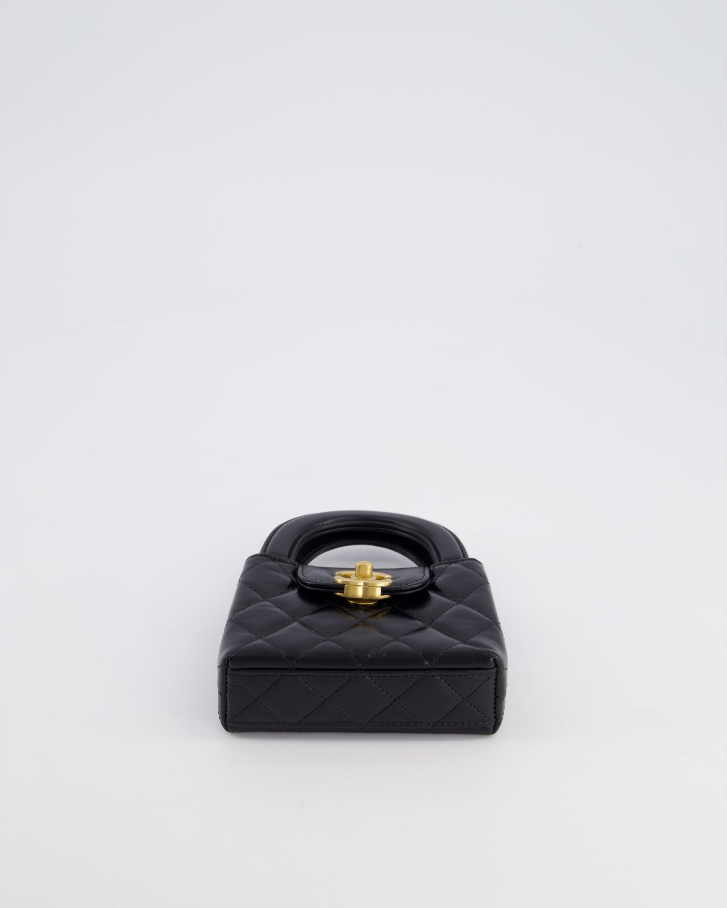 *HOT & RARE* Chanel Black Nano Kelly Shopping Bag in Calfskin Leather with Brushed Antique Gold Hardware