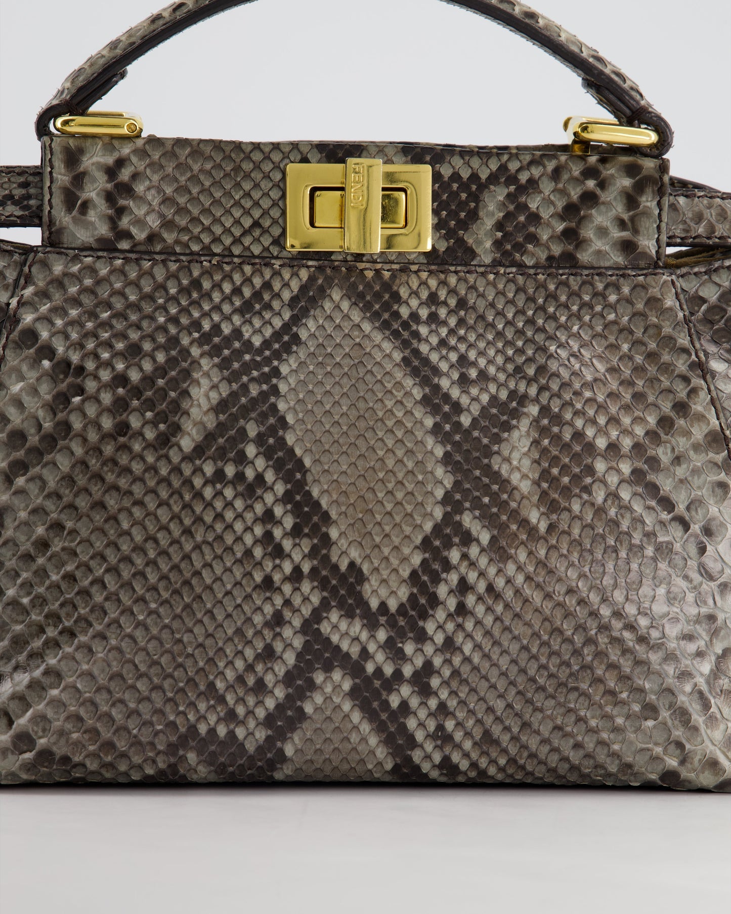 Fendi Grey Python Leather Small Peekaboo Bag with Gold Hardware RRP £5,300