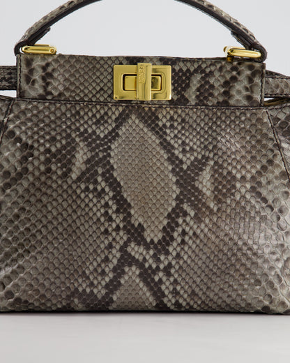 Fendi Grey Python Leather Small Peekaboo Bag with Gold Hardware RRP £5,300