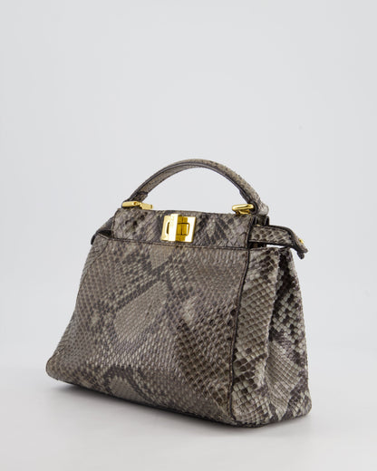 Fendi Grey Python Leather Small Peekaboo Bag with Gold Hardware RRP £5,300
