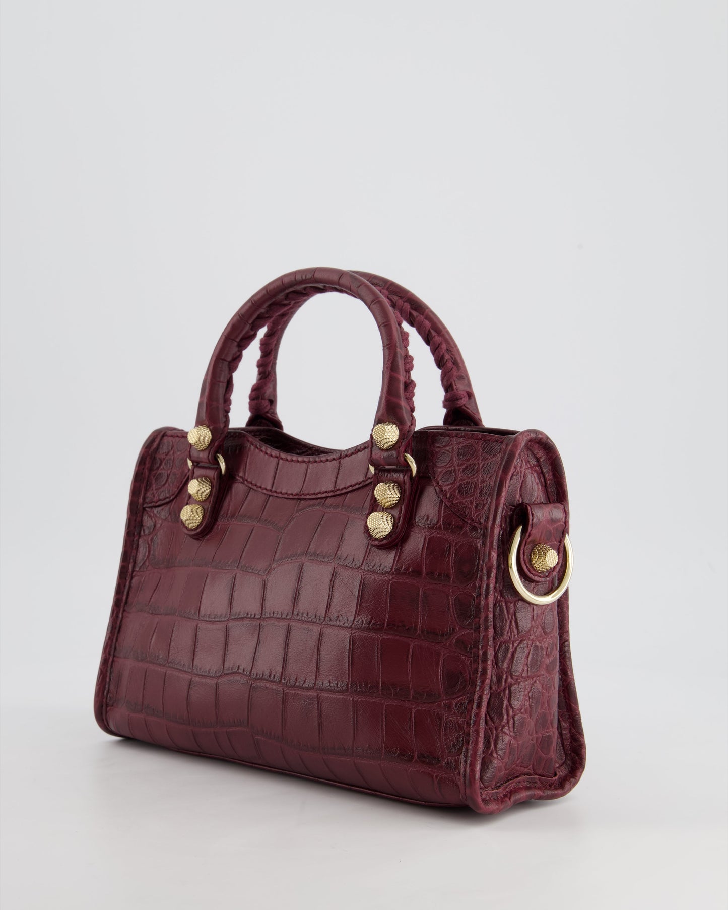 *RARE* Balenciaga Purple Mini City Bag in Alligator Leather with Gold Hardware