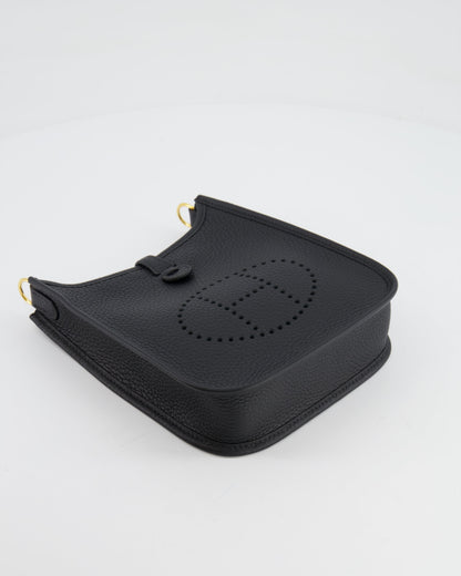 Hermès Mini Evelyne Bag in Black Clemence Leather with Gold Hardware