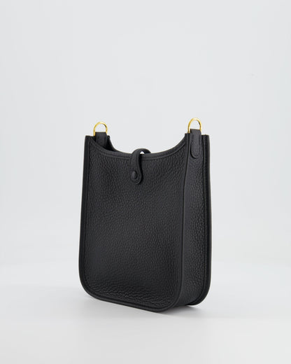 Hermès Mini Evelyne Bag in Black Clemence Leather with Gold Hardware