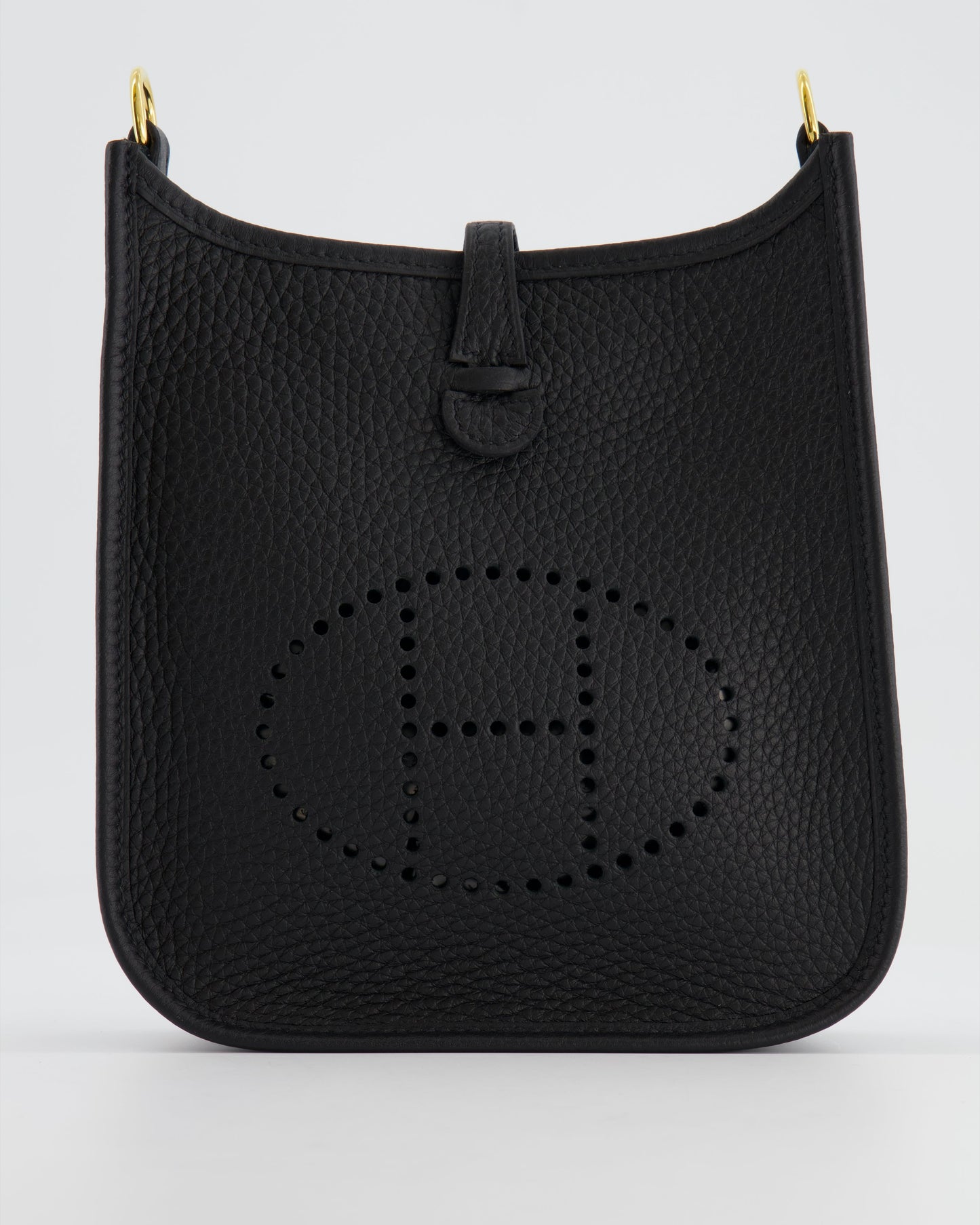 Hermès Mini Evelyne Bag in Black Clemence Leather with Gold Hardware