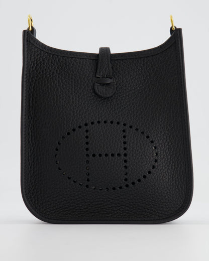 Hermès Mini Evelyne Bag in Black Clemence Leather with Gold Hardware