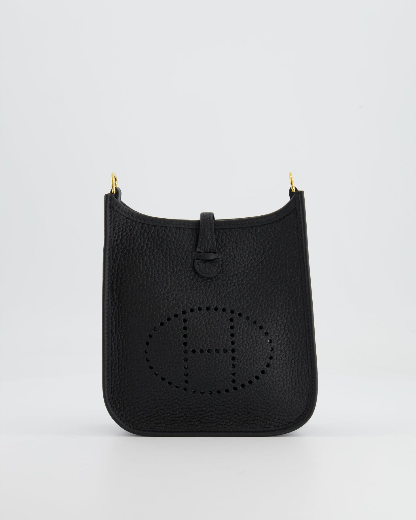 Hermès Mini Evelyne Bag in Black Clemence Leather with Gold Hardware