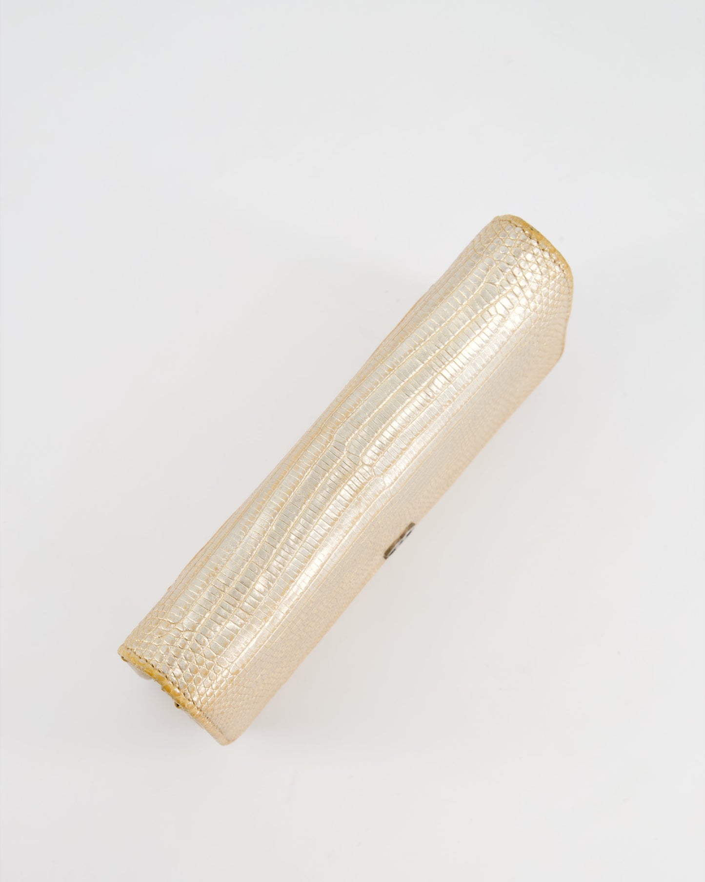 Chanel Metallic Gold Ombre Lizard Wallet on Chain Bag with Gun Metal Hardware