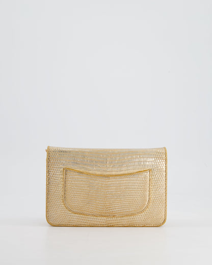 Chanel Metallic Gold Ombre Lizard Wallet on Chain Bag with Gun Metal Hardware