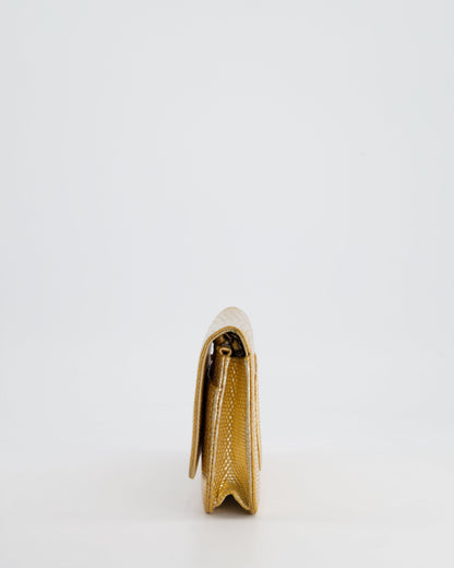 Chanel Metallic Gold Ombre Lizard Wallet on Chain Bag with Gun Metal Hardware