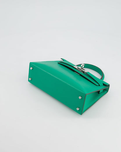 *SUPER HOT* Hermès Mini Kelly II 20cm Bag in Menthe Chèvre Mysore Leather with Palladium Hardware