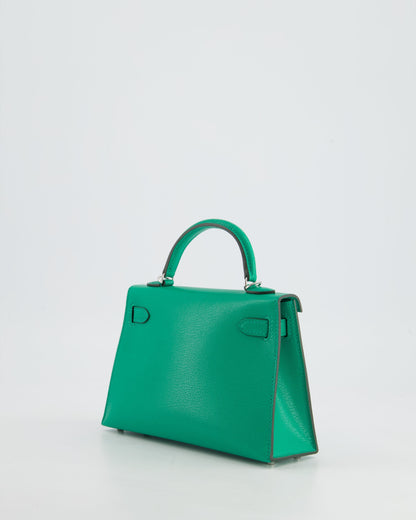 *SUPER HOT* Hermès Mini Kelly II 20cm Bag in Menthe Chèvre Mysore Leather with Palladium Hardware
