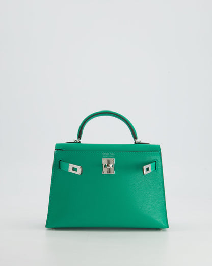 *SUPER HOT* Hermès Mini Kelly II 20cm Bag in Menthe Chèvre Mysore Leather with Palladium Hardware