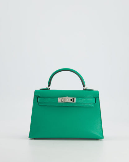 *SUPER HOT* Hermès Mini Kelly II 20cm Bag in Menthe Chèvre Mysore Leather with Palladium Hardware