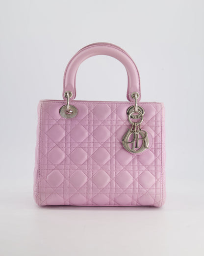 Christian Dior Lilac Medium Lady Dior Bag in Lambskin Leather with Silver Hardware RRP £5,300