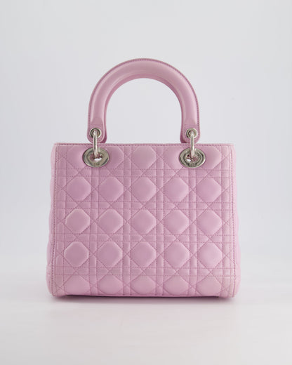 Christian Dior Lilac Medium Lady Dior Bag in Lambskin Leather with Silver Hardware RRP £5,300